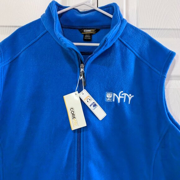 Core 365 Bright Blue Fleece Vest Men’s 2XL, Full Zip with URJ NFTY Logo, NWT - Picture 3 of 16